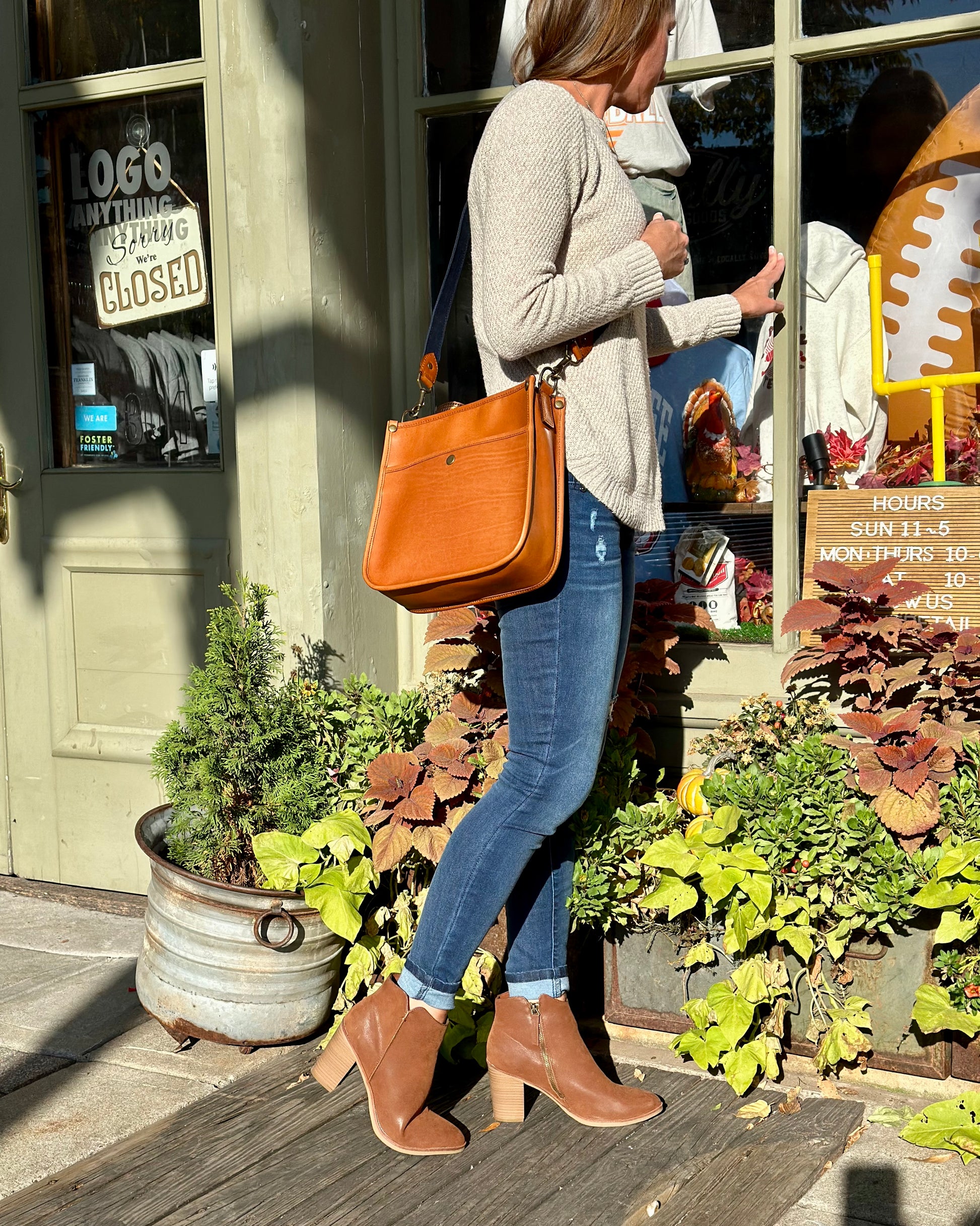 leather crossbody purse in saddle tan full grain leather - by Jackson Wayne