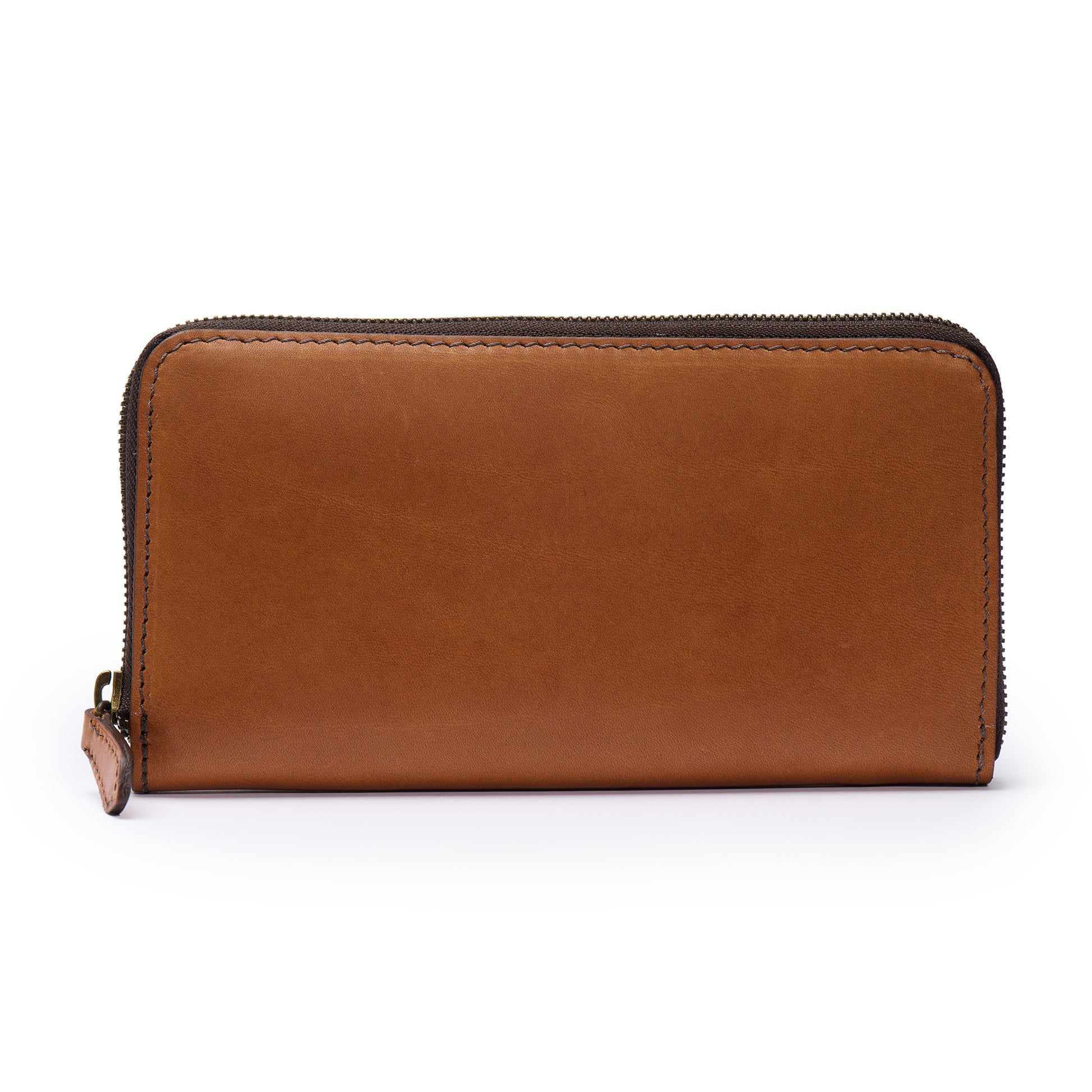 Williamson Wallet by Jackson Wayne - full grain leather in saddle tan color with zip around closure outside