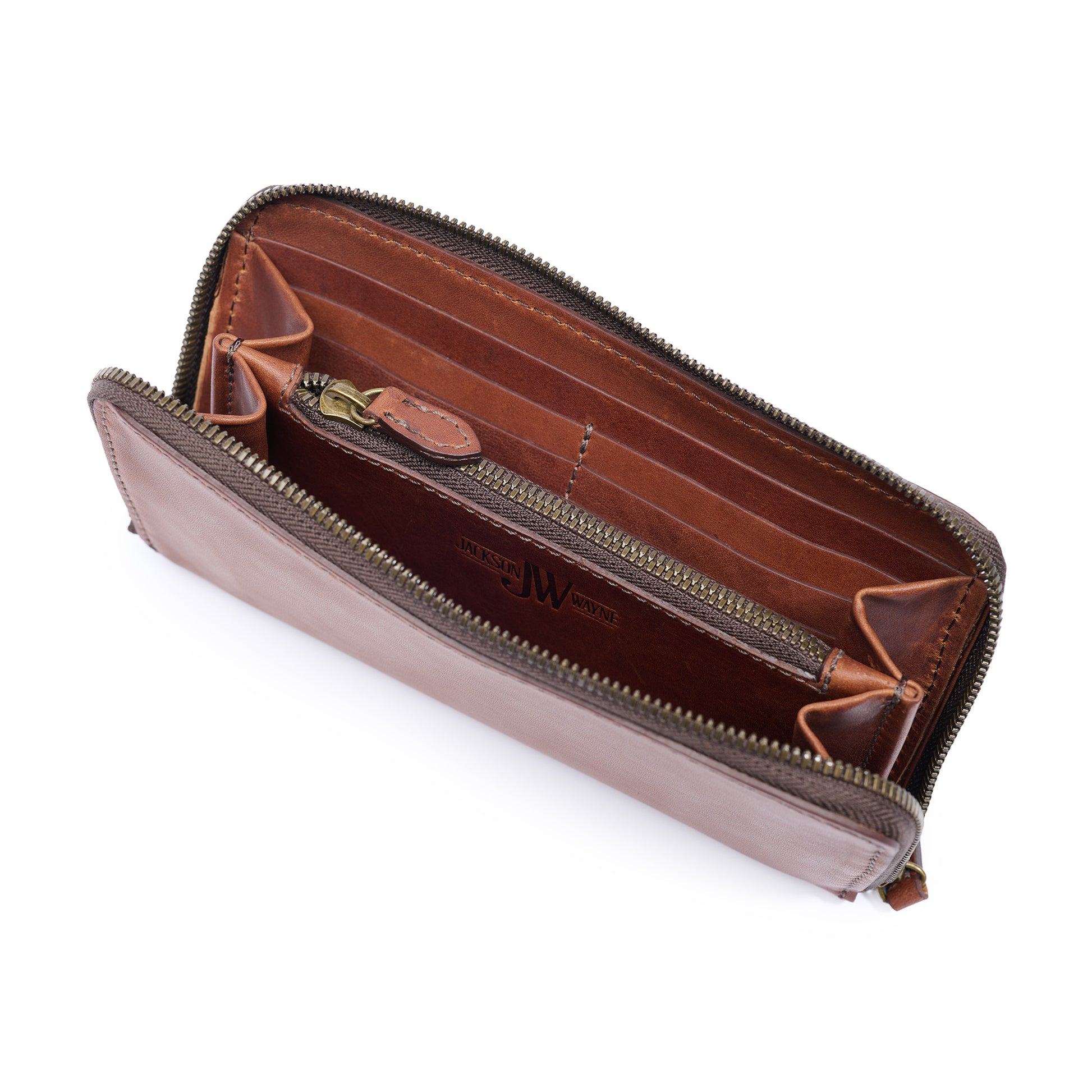 inside of vintage brown women's leather wallet