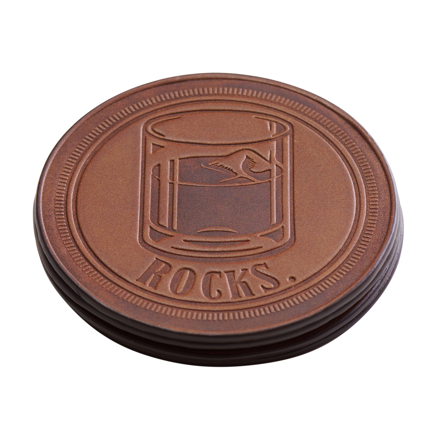 full grain leather coasters - rocks glass design by Jackson Wayne