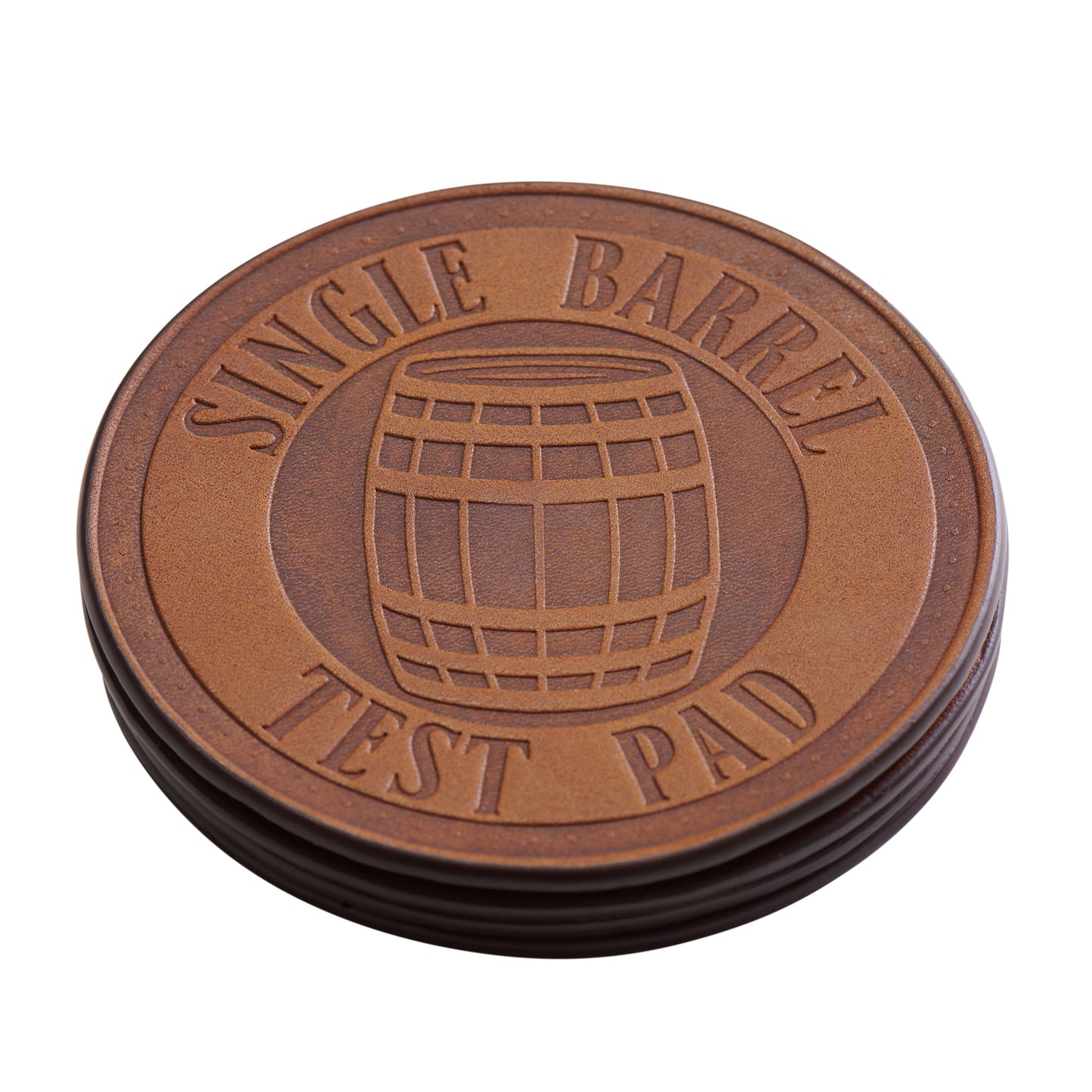 full grain leather coasters with single barrel design by Jackson Wayne