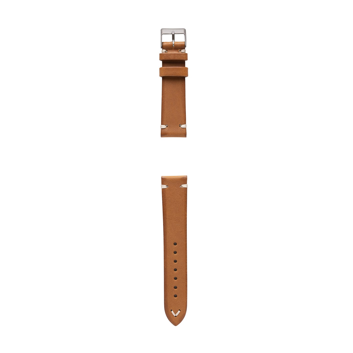 vintage Italian leather watch strap made in Italy saddle tan color (front)