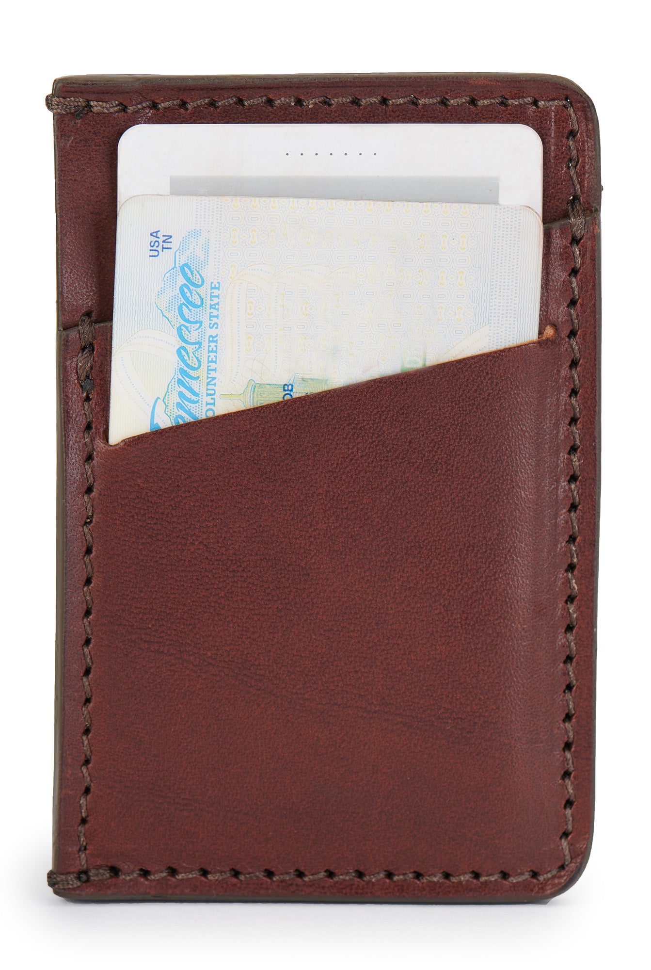 full grain leather minimalist wallet 6 cards vintage brown