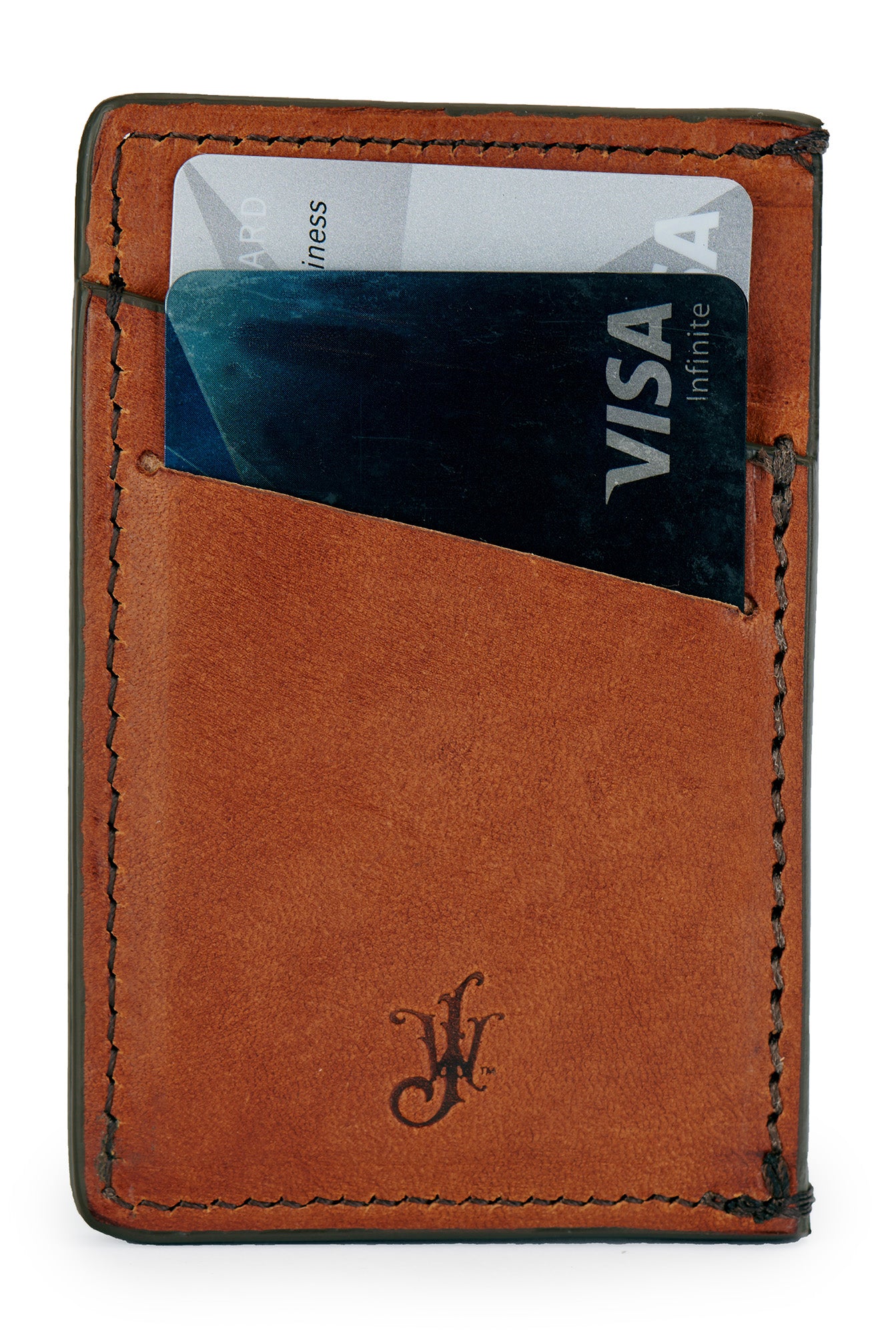 full grain leather minimalist wallet with credit cards by Jackson Wayne 