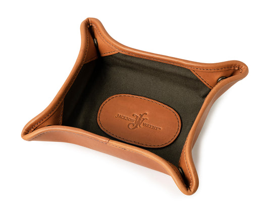 EDC every day carry leather change tray, valet tray and dresser caddy made of full grain leather by Jackson Wayne