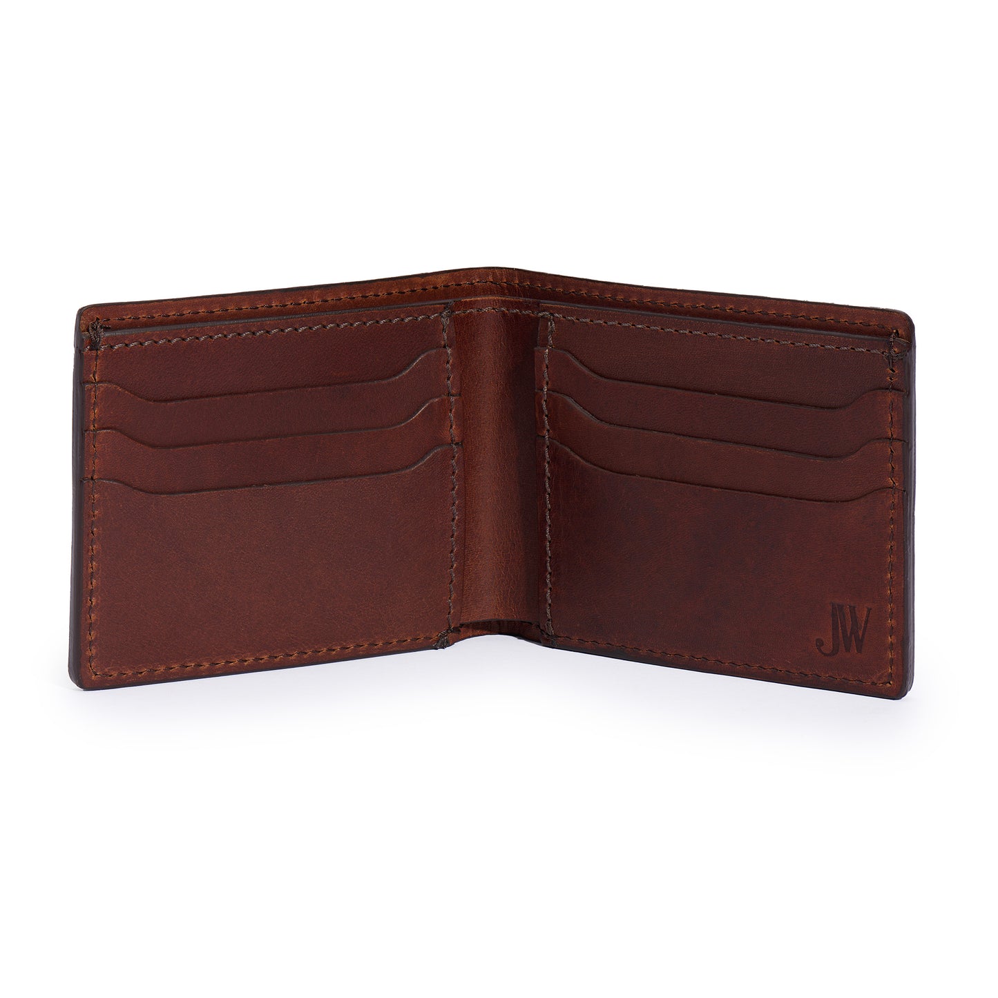 inside vintage brown leather bifold wallet 