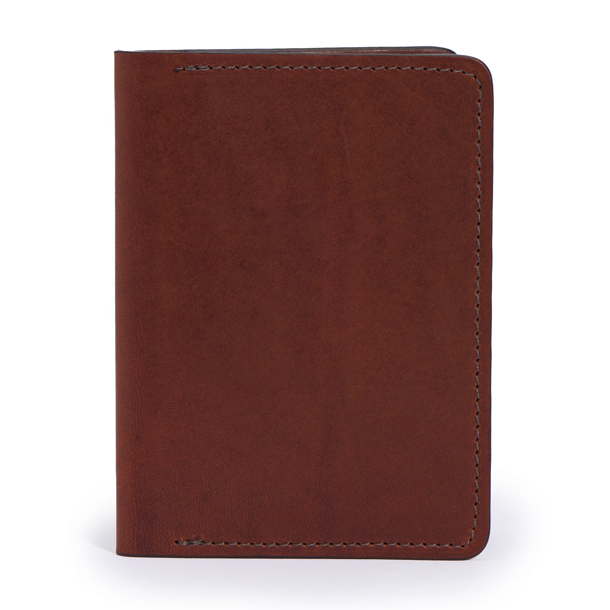 full grain leather field notes journal in vintage brown front