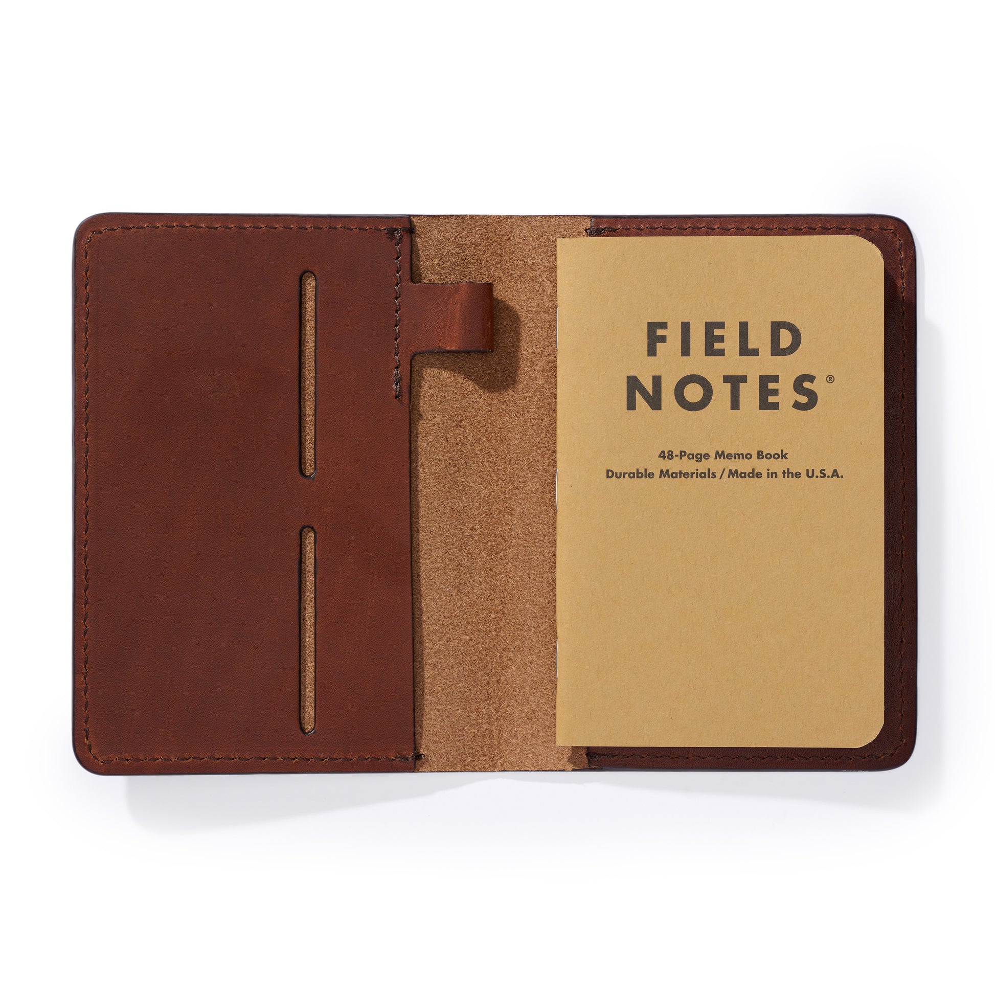 full grain leather field notes cover journal in vintage brown with field notes notebook included