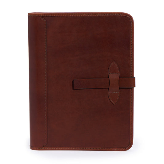 full grain leather portfolio pad folio in vintage brown color by Jackson Wayne 