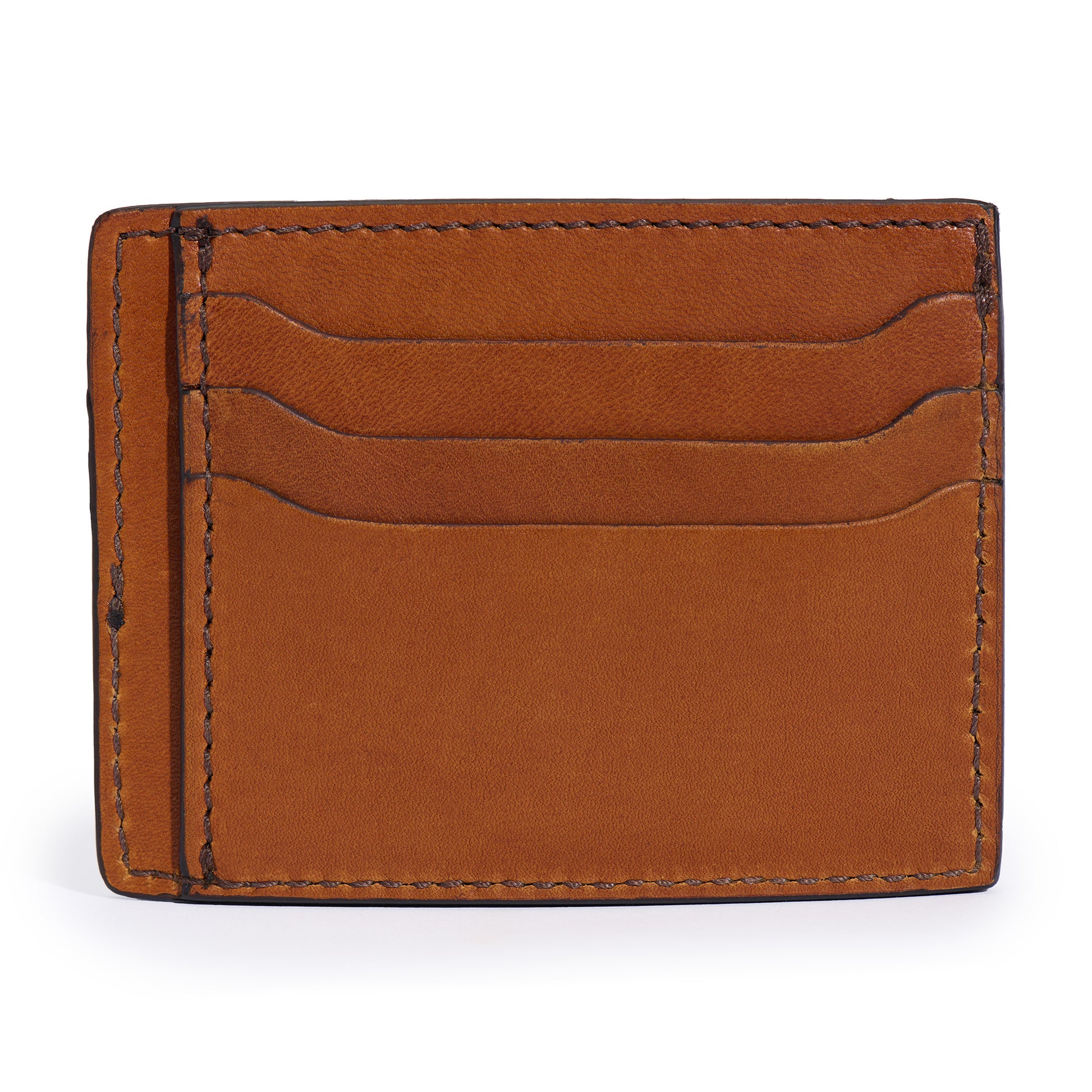saddle tan leather slim front pocket wallet by Jackson Wayne 