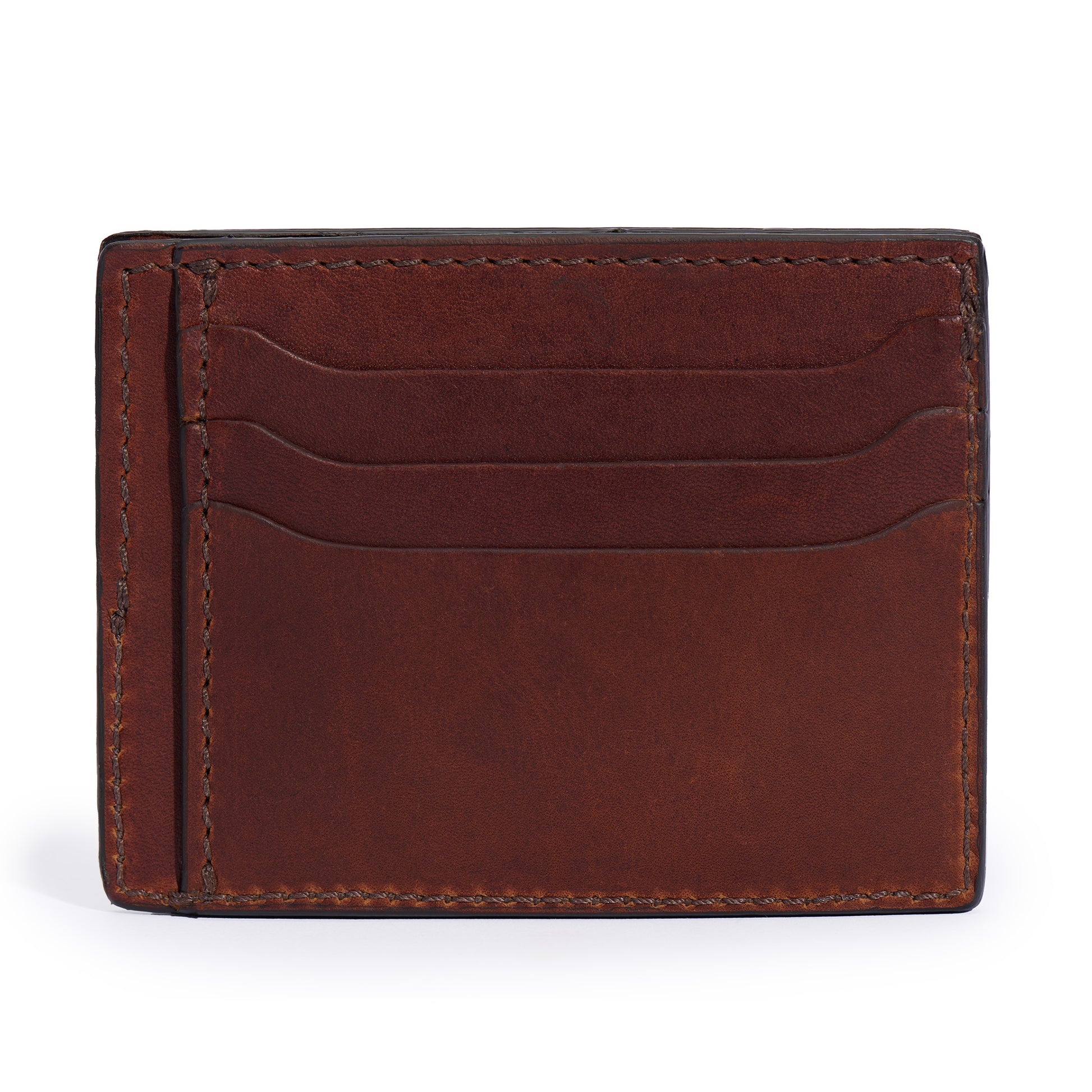 full grain leather slim wallet in vintage brown color by Jackson Wayne 