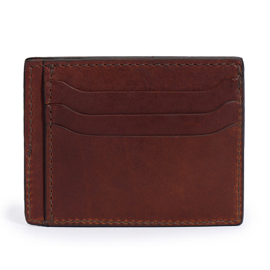 full grain leather slim wallet in vintage brown color by Jackson Wayne