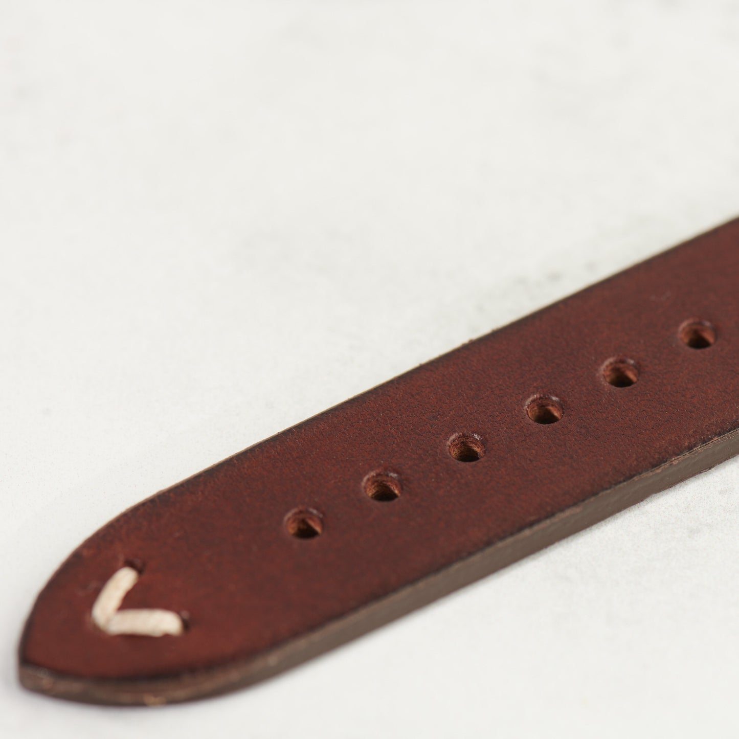 italian leather watch strap in vintage brown close up shot
