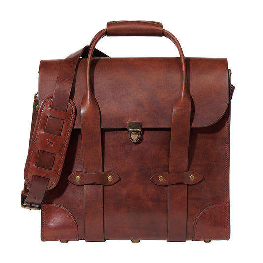 Jackson Wayne leather bourbon bag whiskey carrier in vintage brown full grain leather