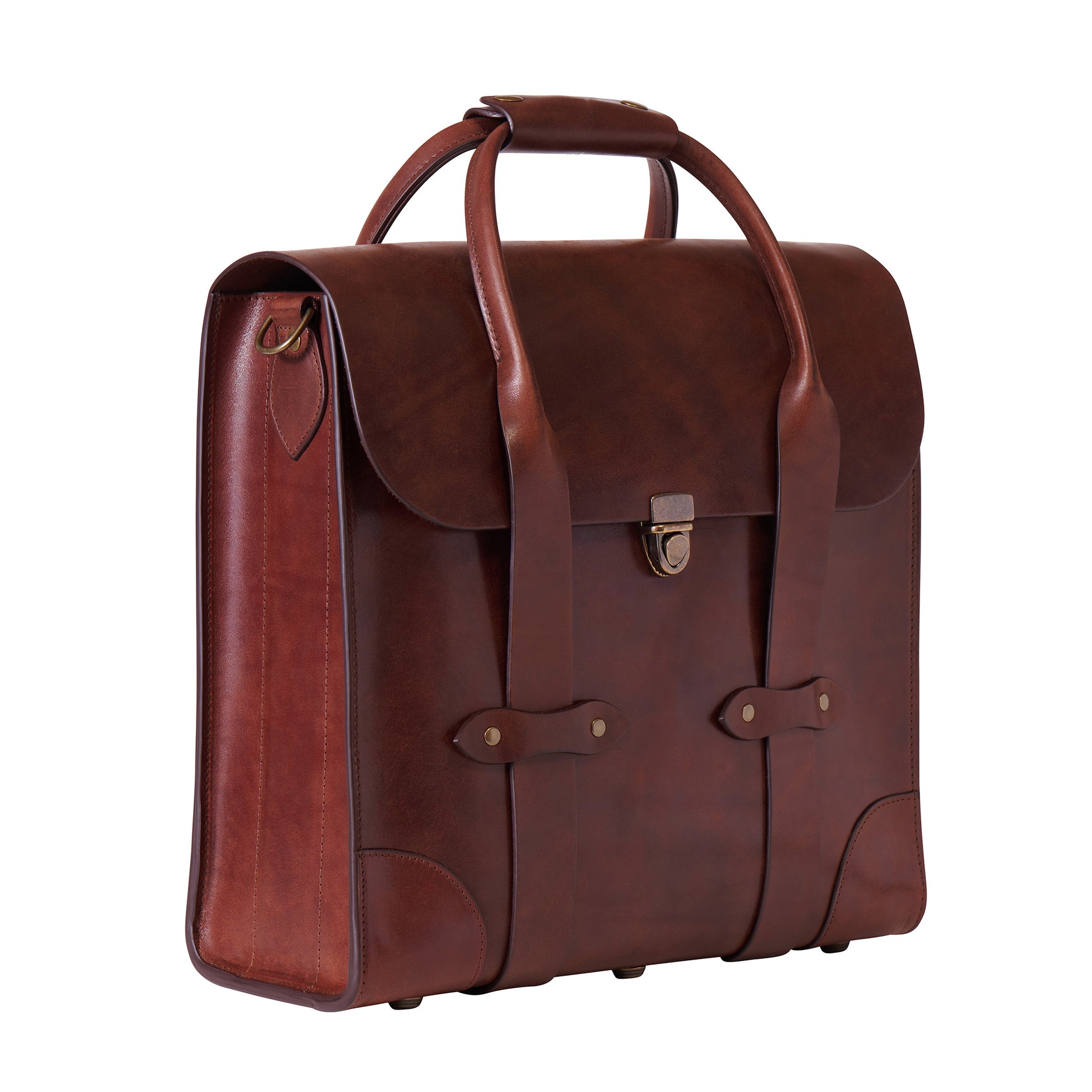 Jackson Wayne leather bourbon bag whiskey bottle carrier in vintage brown full grain vegetable tanned leather