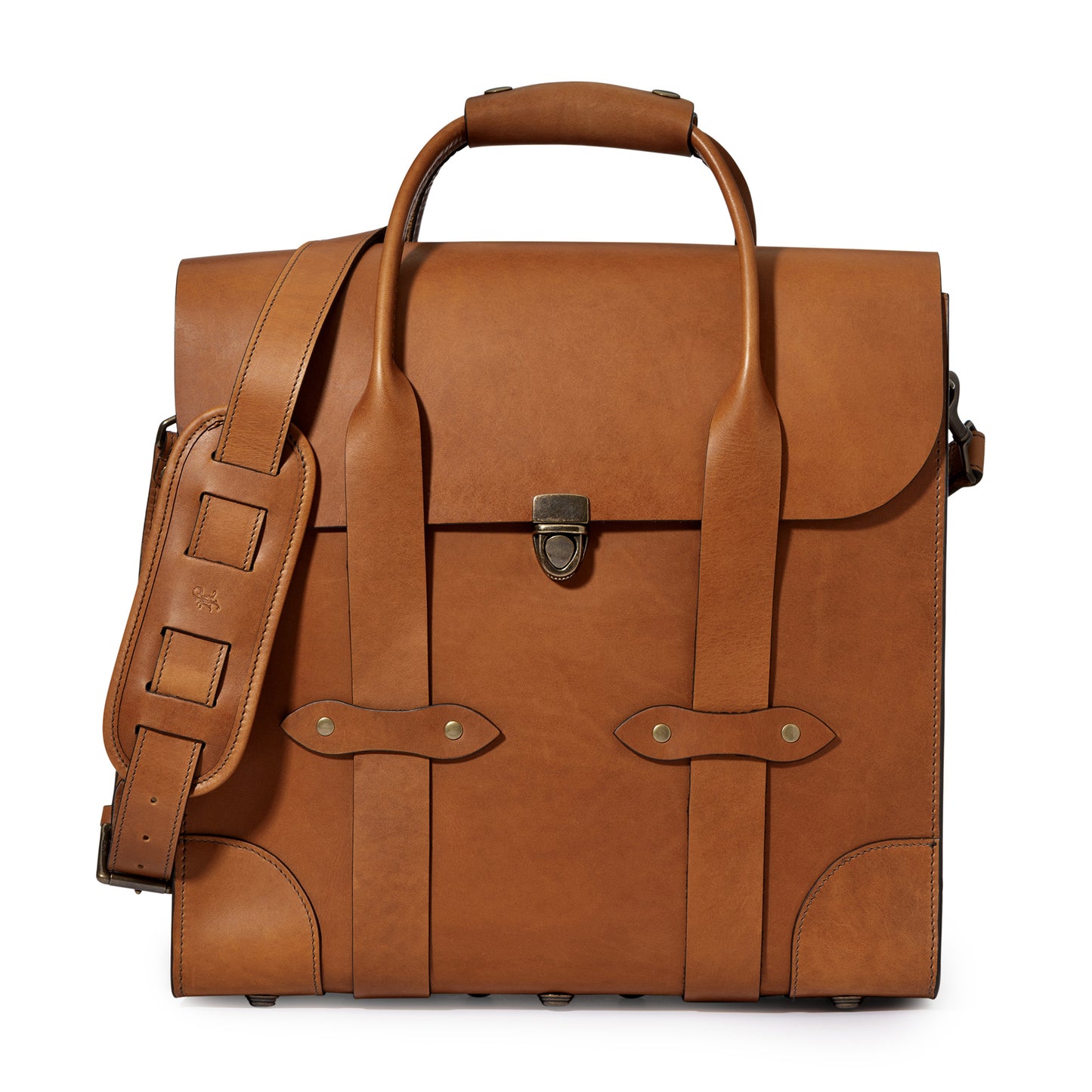 bourbon bag whiskey & wine tote in full grain leather - saddle tan color with shoulder strap