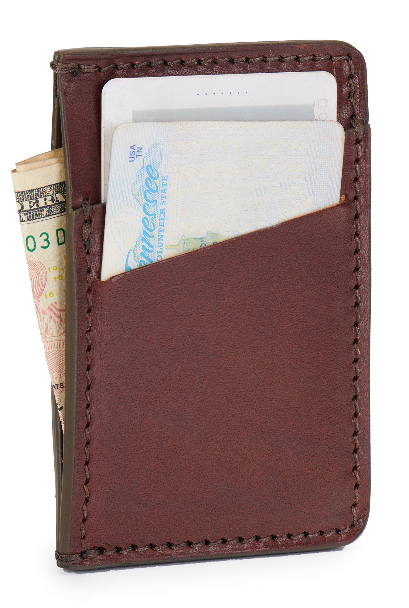 Jackson Wayne minimalist wallet full grain vegetable tanned leather in vintage brown color