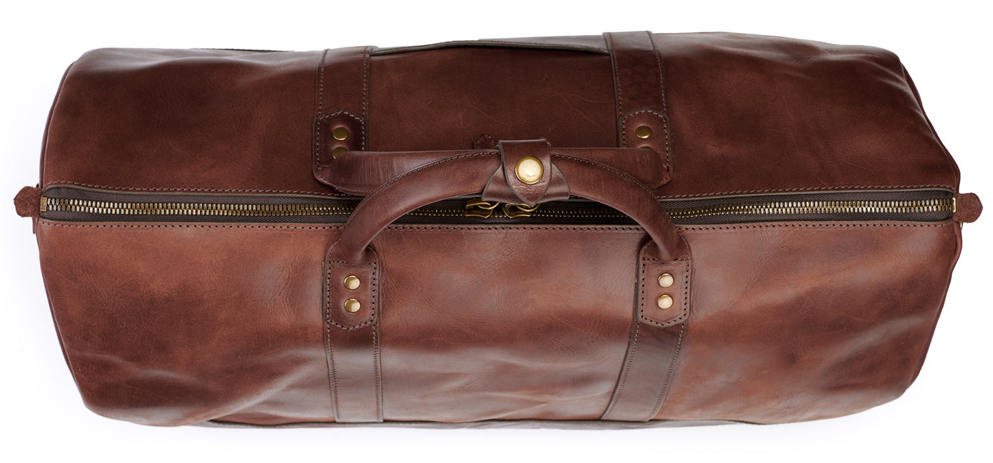 handle keeper on big sur duffle bag vintage brown color