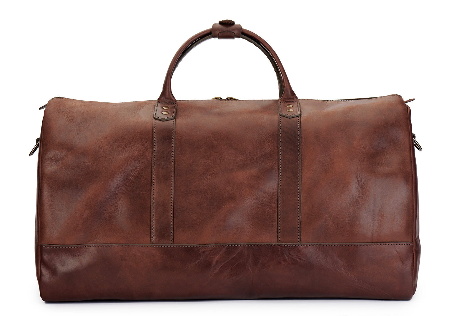 Jackson Wayne full grain leather duffle bag in vintage brown front