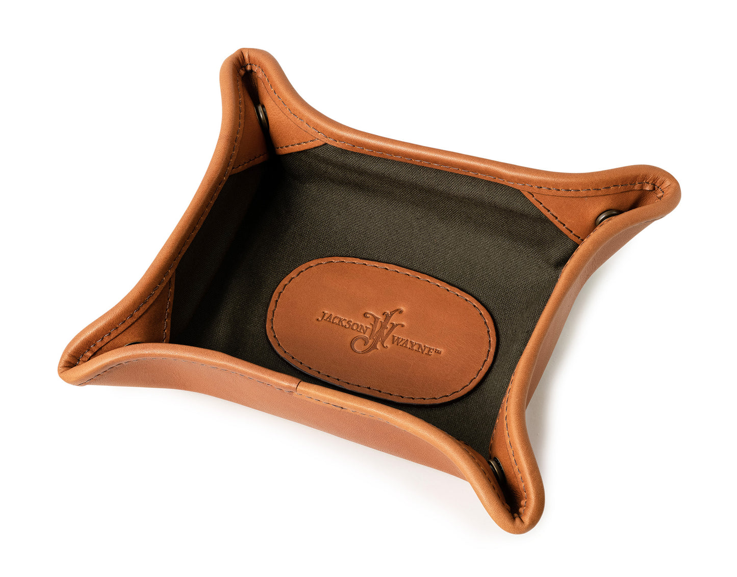 EDC every day carry leather change tray, valet tray and dresser caddy made of full grain leather by Jackson Wayne 