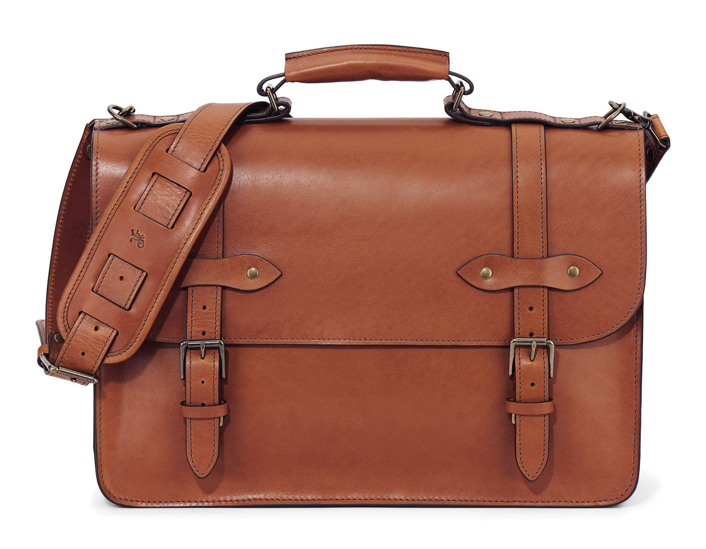 full grain semi vegetable tanned leather briefcase for men by Jackson Wayne - Esq. Briefcase