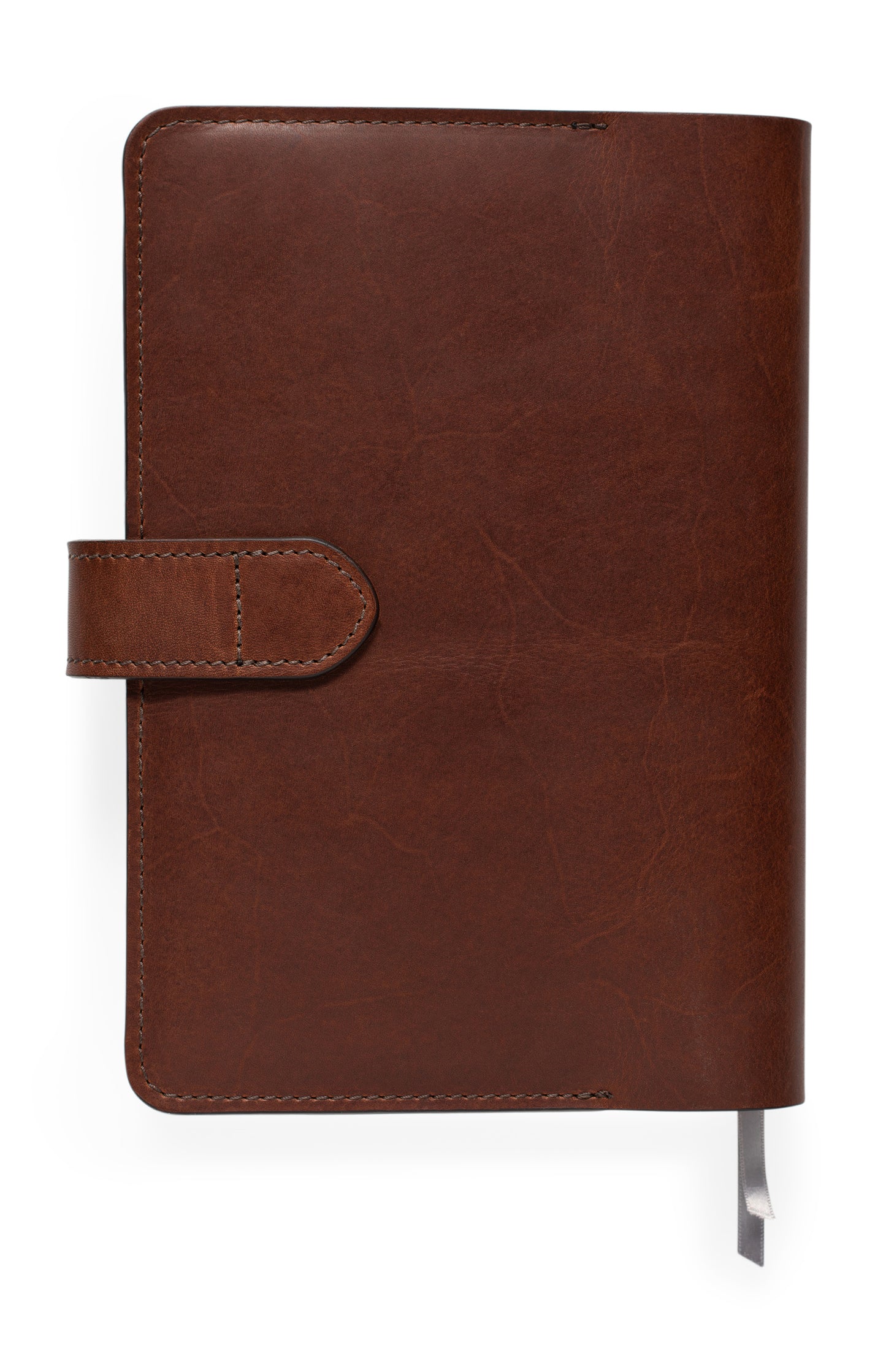 back of focus planner cover designed to fit full focus planner by Michael Hyatt, pictured in vintage brown full grain leather