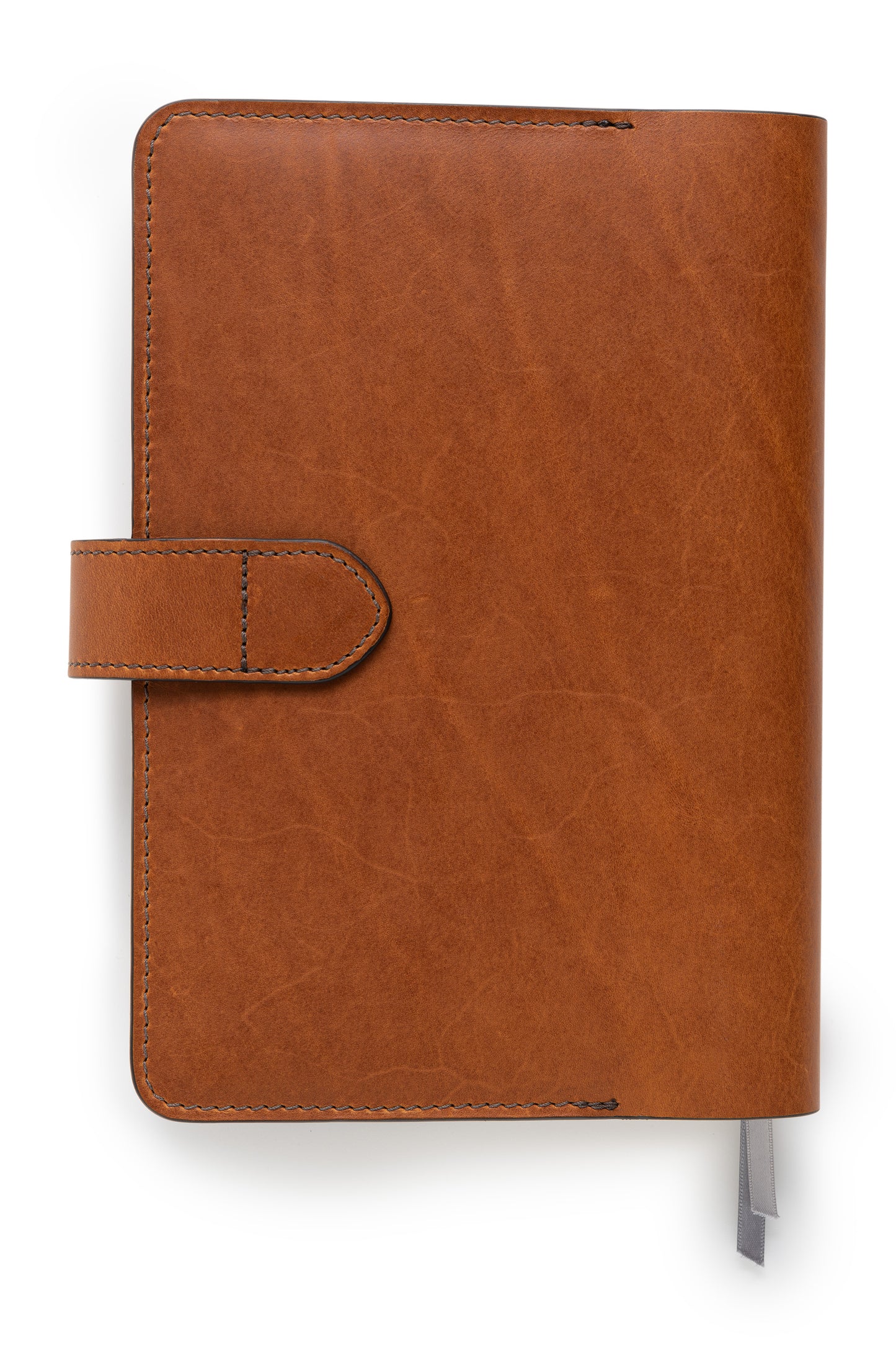 full grain leather planner cover to fit full focus planner by Michael Hyatt in saddle tan  back